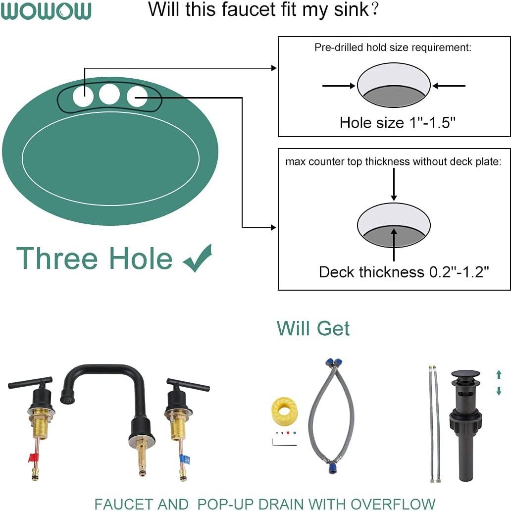 Widespread 2-handle Bathroom Faucet with Drain Assembly