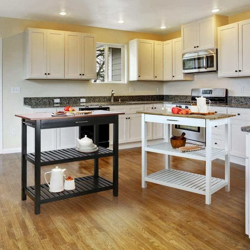 Casual Home Kitchen Island Bar Station with Hardwood Counter Top - Slate Gray
