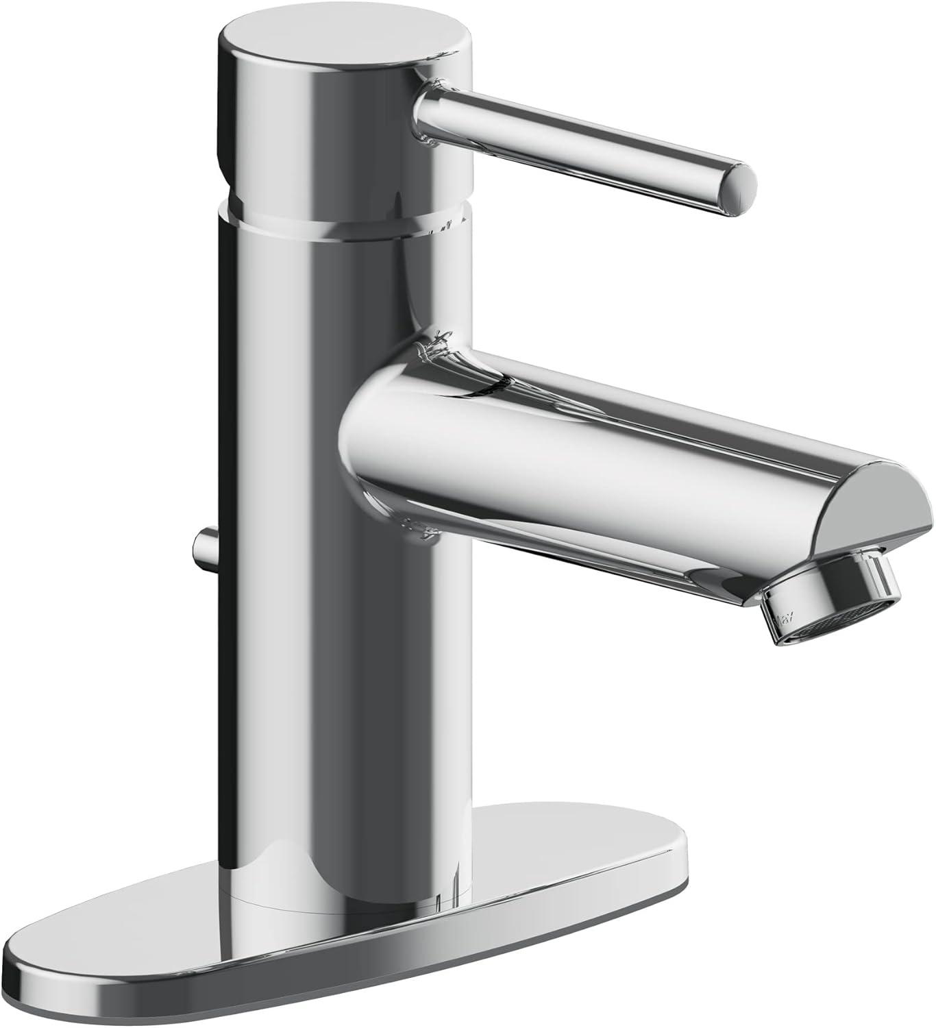 Eastport II Modern Single-Handle Bathroom Faucet with Deck Plate, Polished Chrome – Design House, 593897
