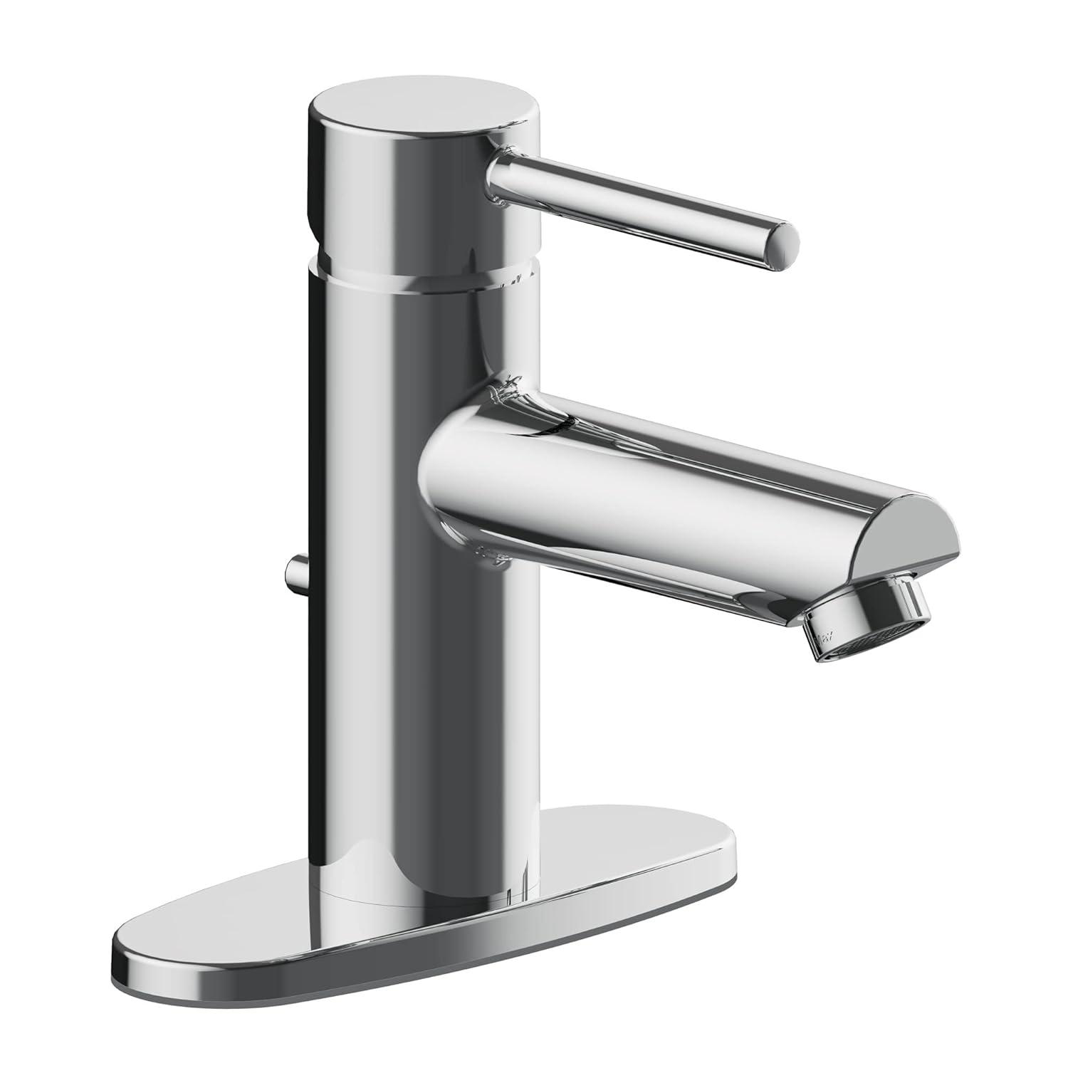 Eastport II Modern Single-Handle Bathroom Faucet with Deck Plate, Polished Chrome – Design House, 593897