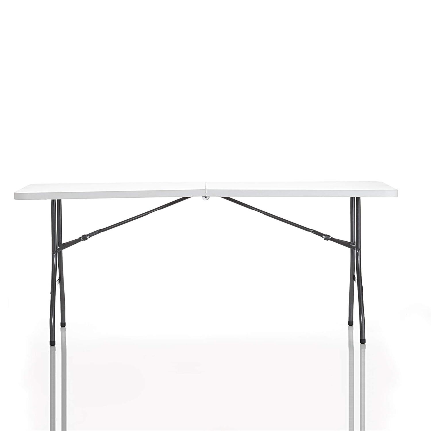 COSCO 6' Fold-in-Half Banquet Table with Handle and Locking Latch, White