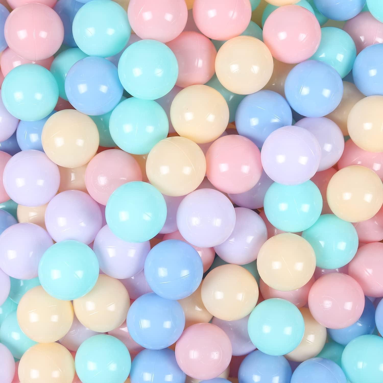 TRENDBOX 100 Ball - 5 Macaron Colors Pit Balls Non-Toxic Free BPA Soft Plastic Balls for Ball Pit Play Tent Baby Playhouse Pool Birthday Party Decoration