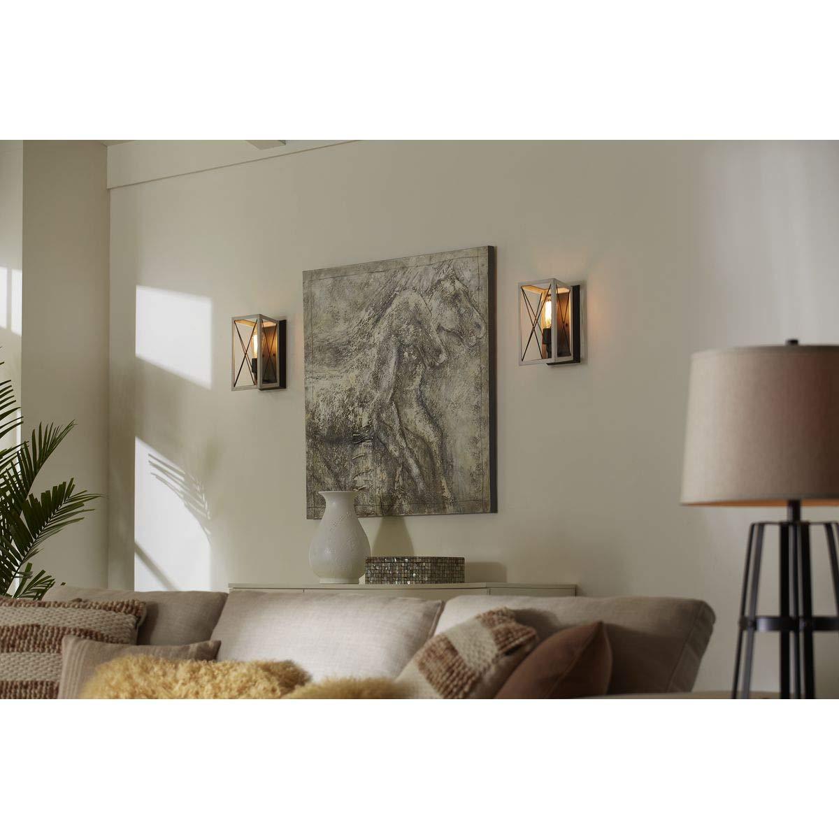Progress Lighting, Briarwood, 1-Light Wall Sconce, Graphite, Faux Wood, Collection: Briarwood 1-Light Wall Sconce