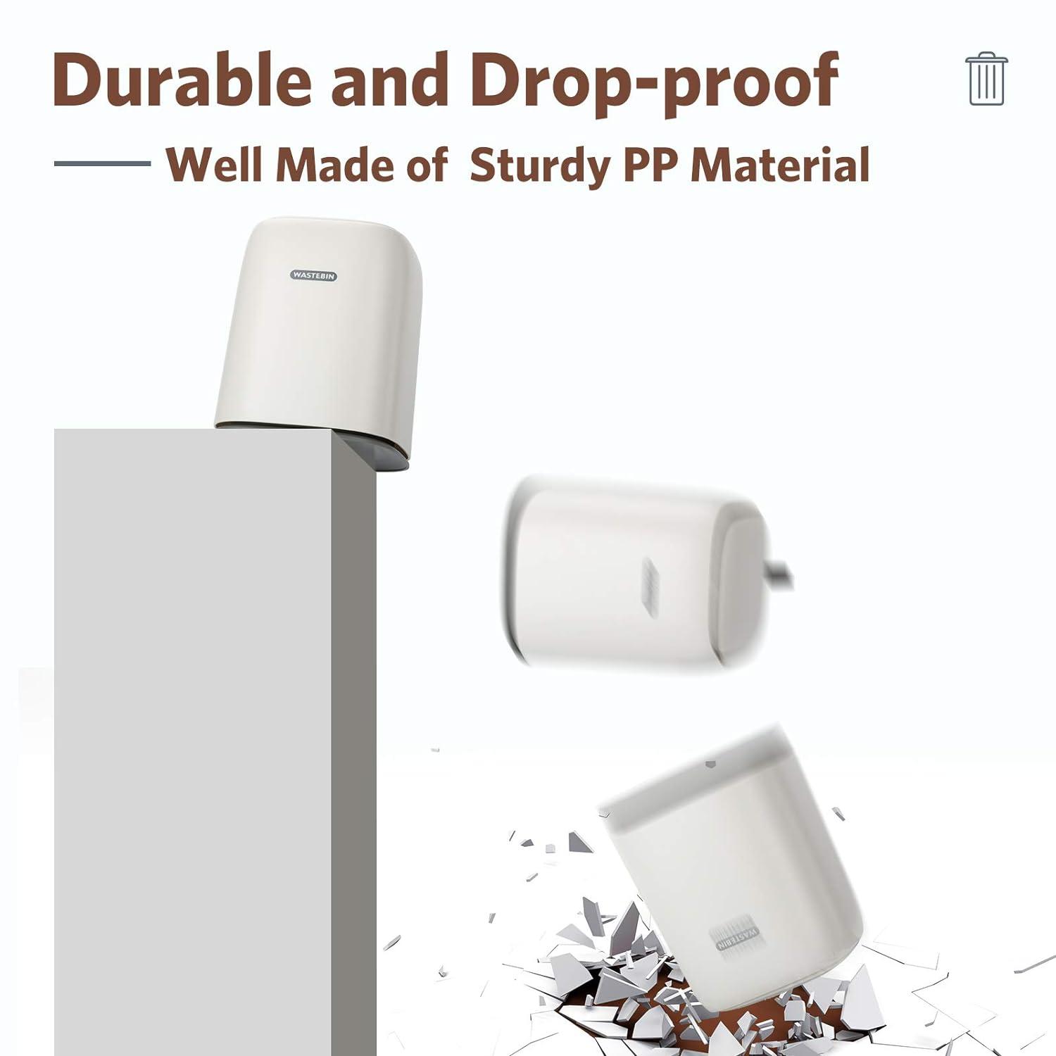 Mini Countertop Trash Can with 3 Rolls of Trash Bags, Waste Can with Press Type Lid, 1.5 L / 0.40 Gal Wastebasket Dispenser, Bin for Coffee Table, Bathroom Vanity Top (White)