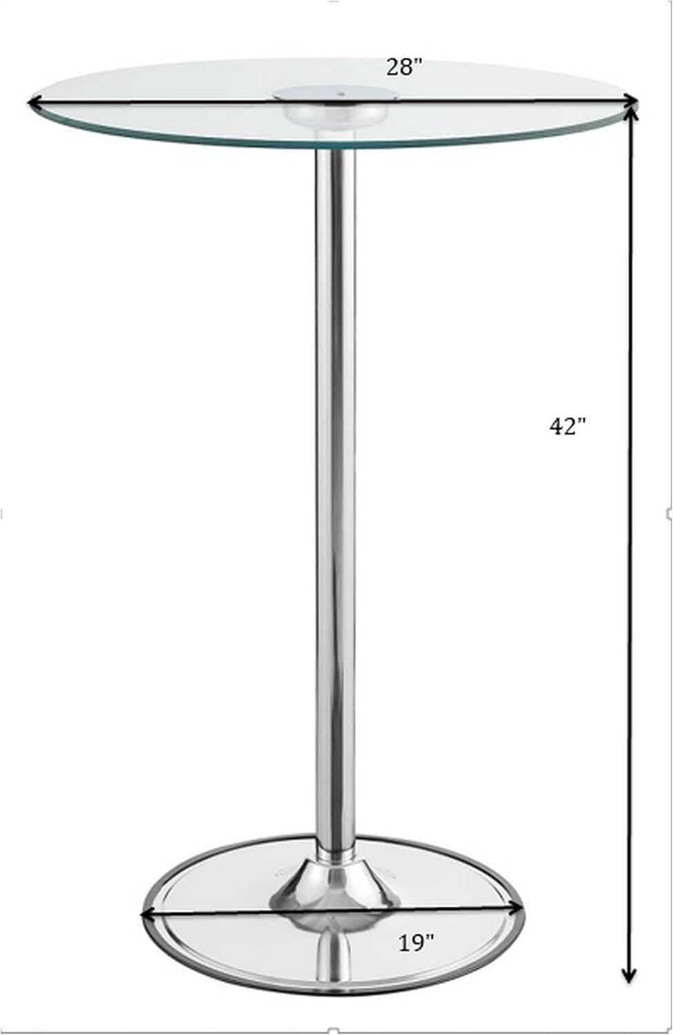 Coaster Company LED Round Pub Table, Chrome and Clear