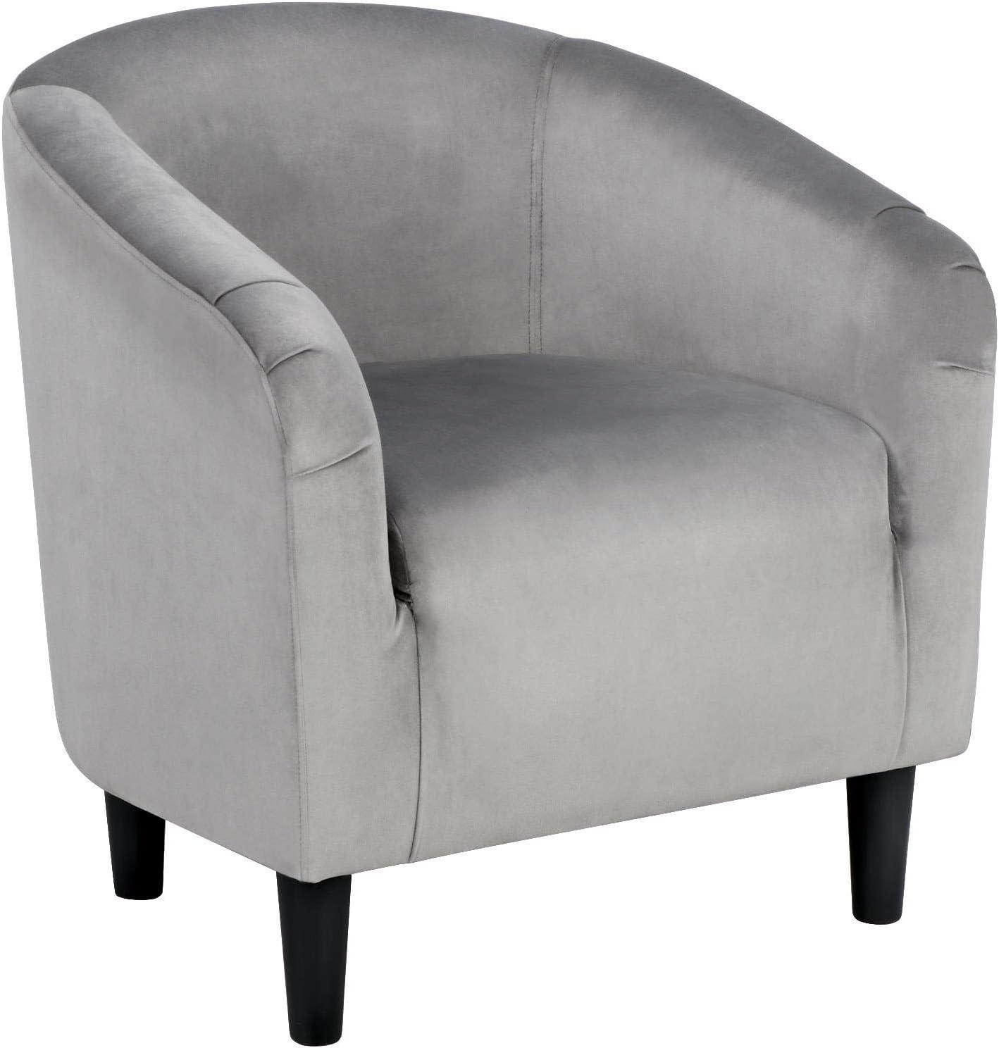 Yaheetech Velvet Club Accent Arm Chair Upholstered Barrel Chair