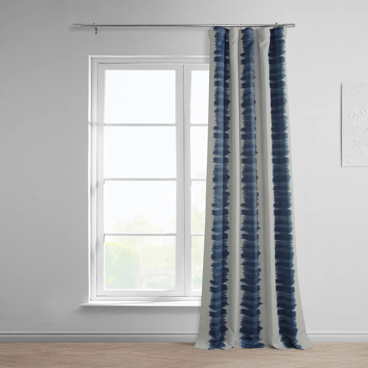 Flambe Blue Ikat Print Blackout Twin Curtains