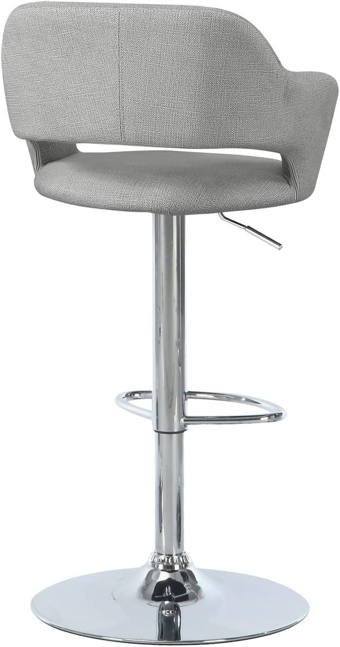 Charcoal Grey Chrome Adjustable Saddle-Style Swivel Bar Stool