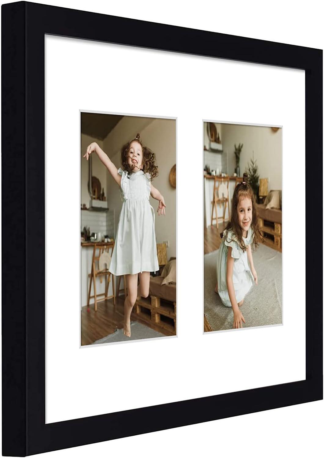 Black Wood Collage Frame with White Mat for 5x7 Photos