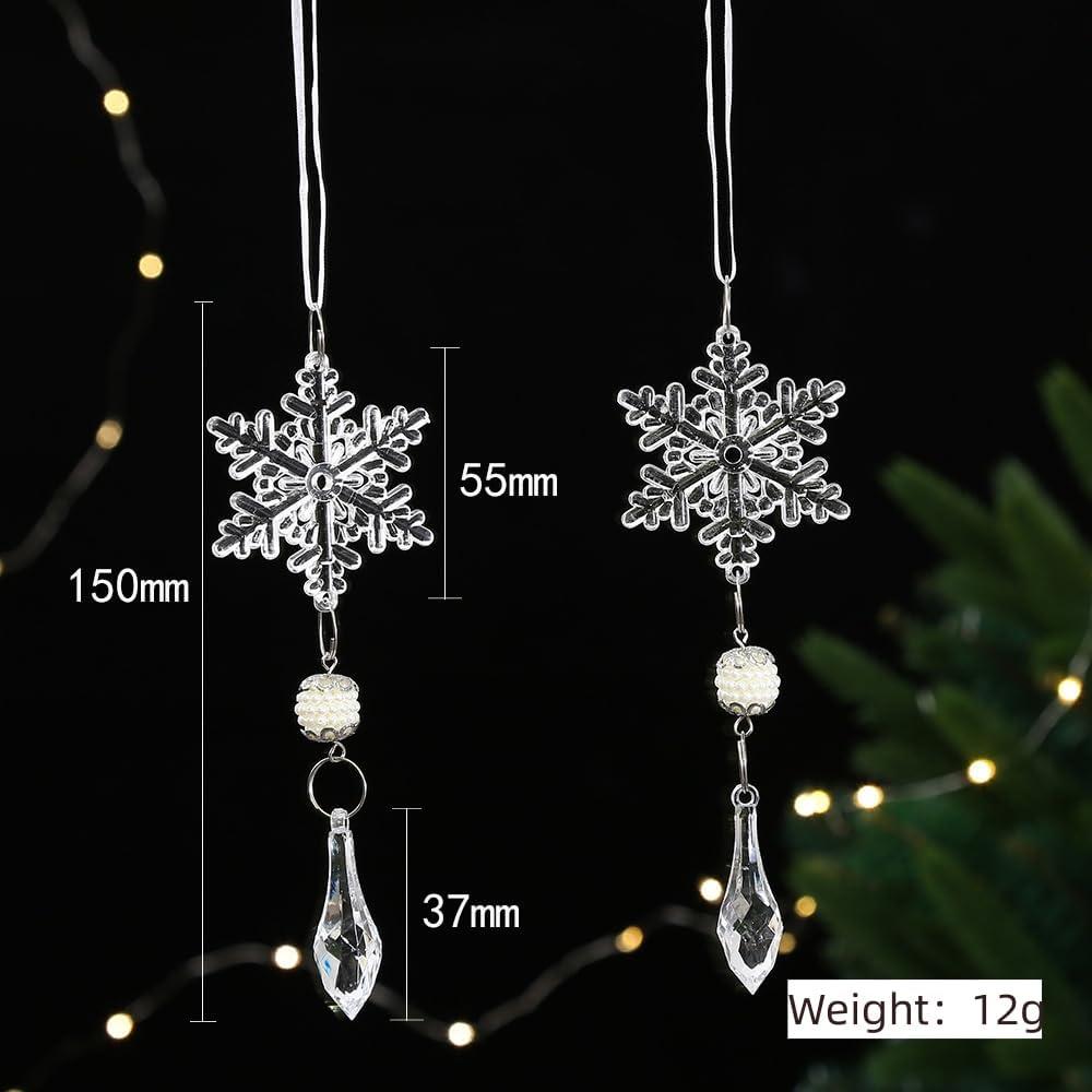 MGEZCOO Christmas Acrylic Snowflake and Icicle Ornaments Set, 18 Pieces - Crystal-Clear Holiday Tree Decorations