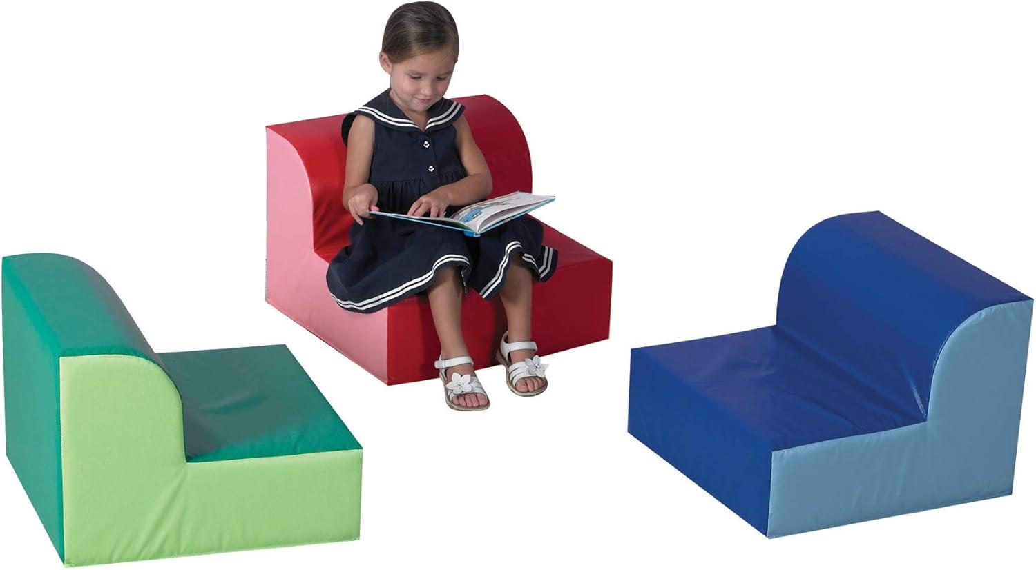 Children's Multicolor Foam Lounge Chairs, 3-Pack