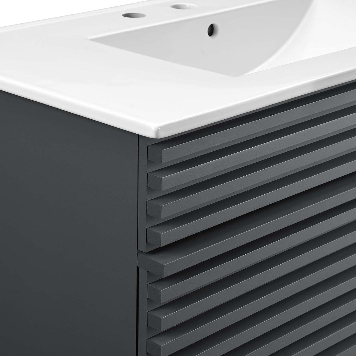 Modway Rinde Tocador de Baño de 36" en Blanco Oak