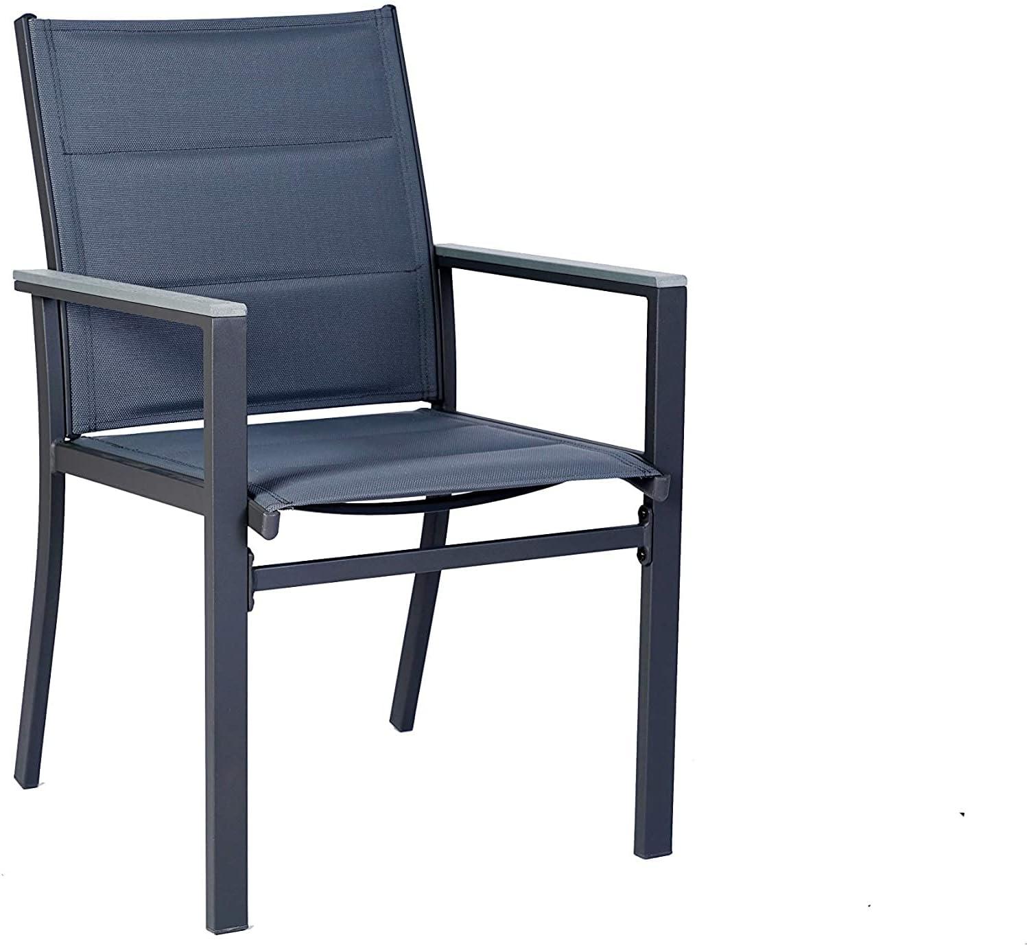 Riedhoff Set of 2 Patio Dining Chairs,Outdoor Stackable Patio Chairs with Armrests & Backrest, Grey