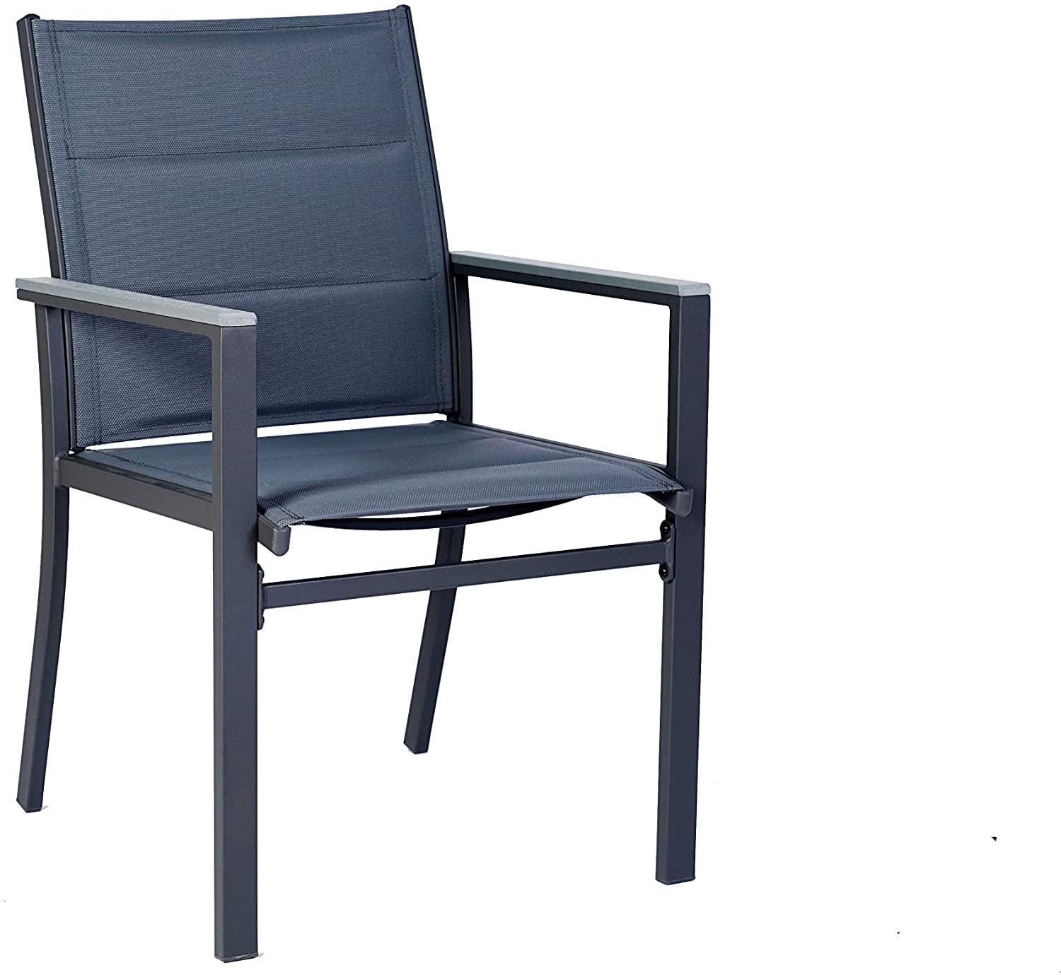 Riedhoff Set of 2 Patio Dining Chairs,Outdoor Stackable Patio Chairs with Armrests & Backrest, Grey