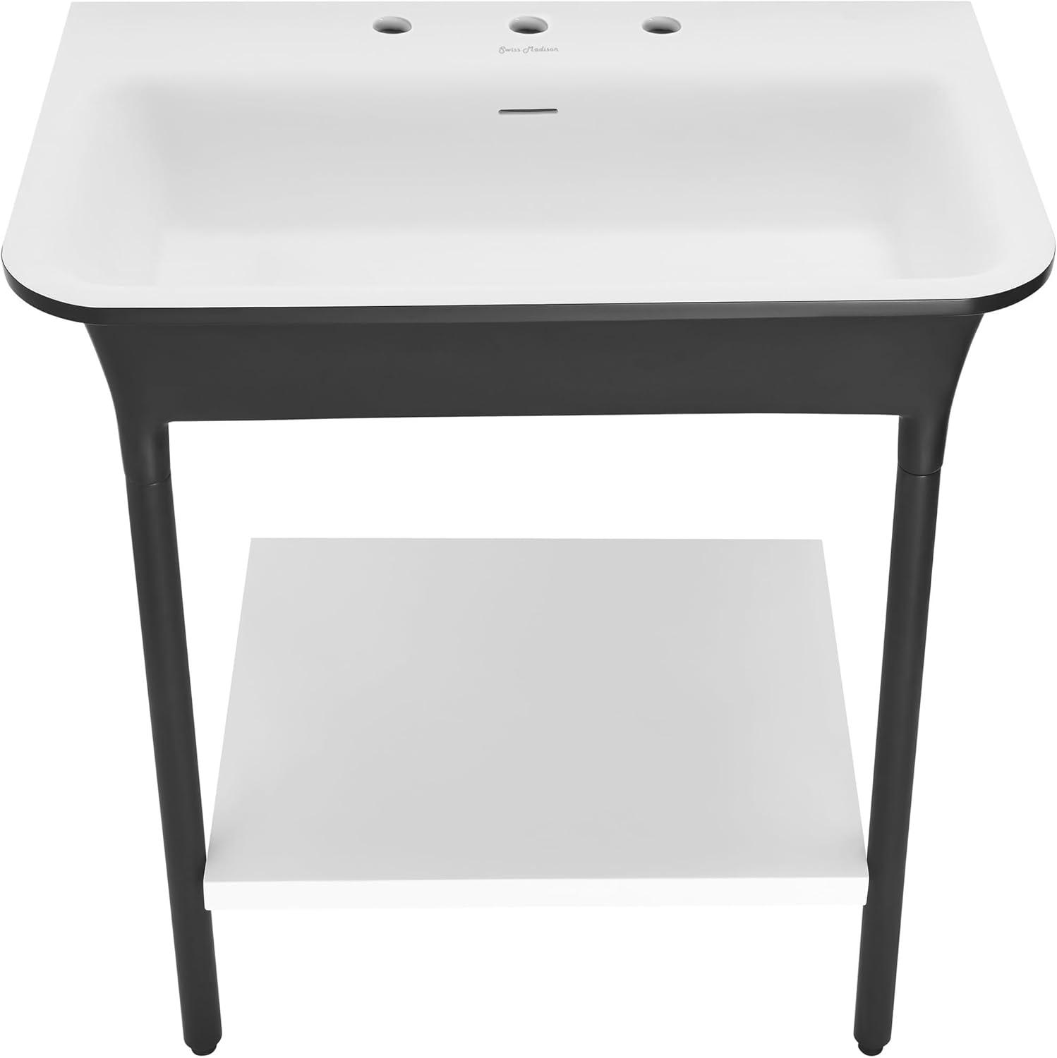 Ivy 32" Solid Surface Console Sink in Matte Black