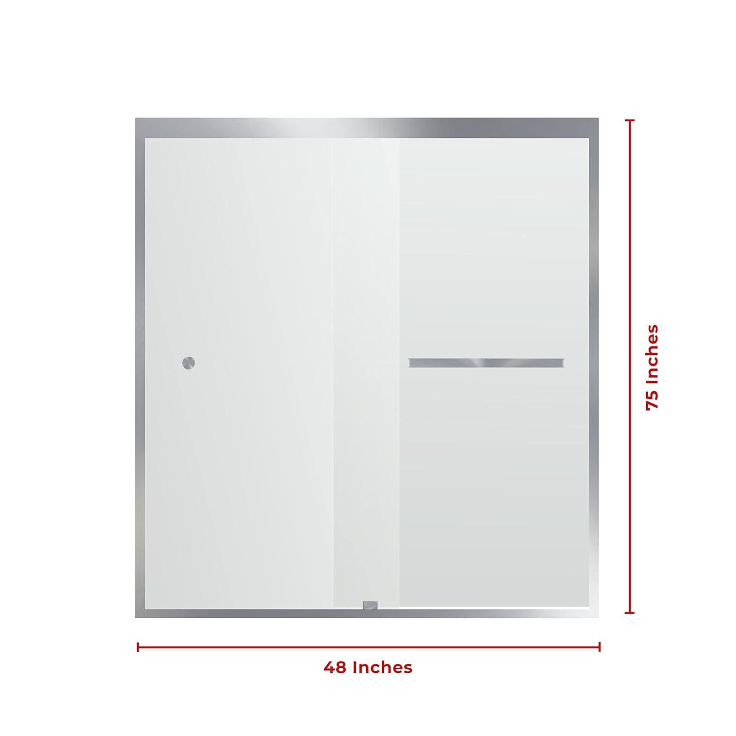 44"- 48" W, 75" H Double Sliding Semi-Frameless with Fixed Glass Panel 48" W x 75" H Shower Door