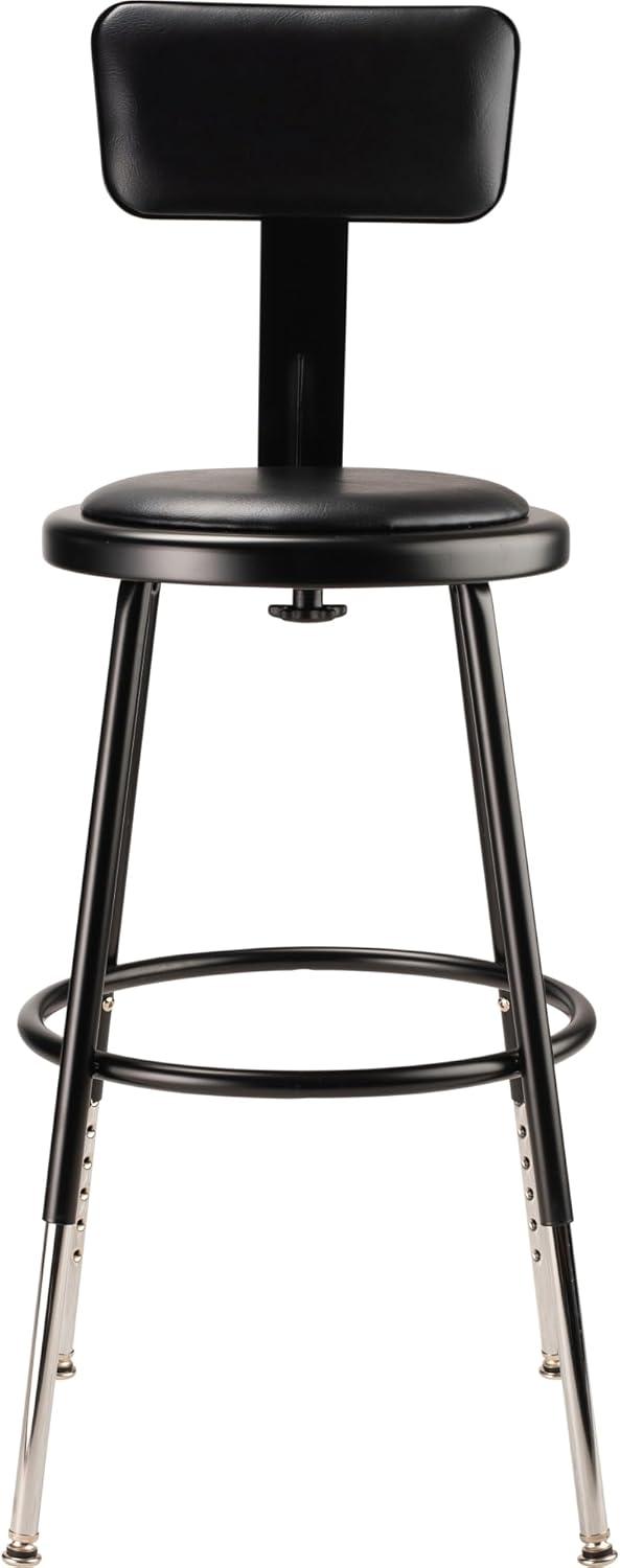 Backed Adjustable Height Ergonomic Industrial Stool with Footring