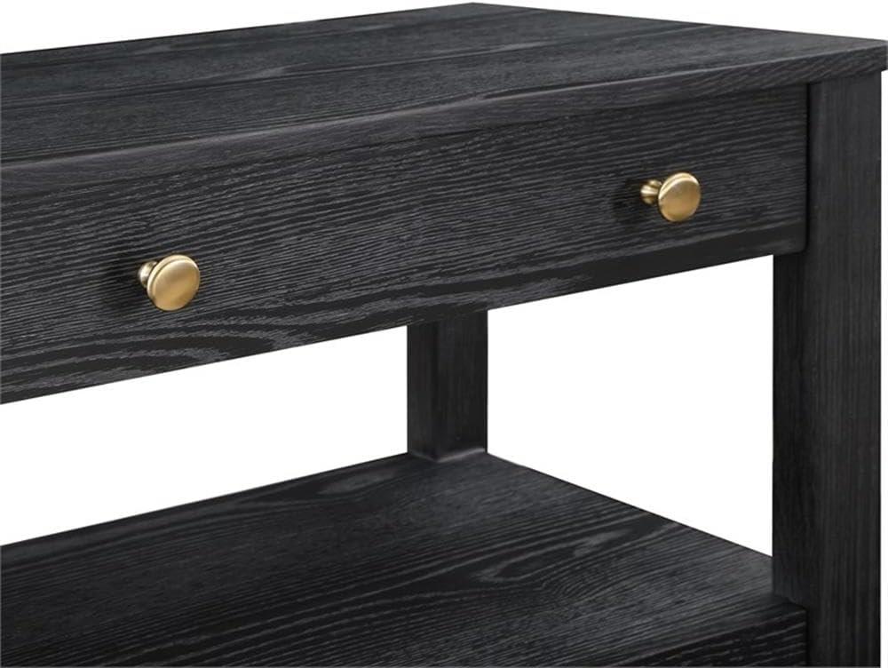 Comfort Pointe Delano Nightstand Black: 2 Drawers, Oak Veneer, Metal Glides, No Assembly Required