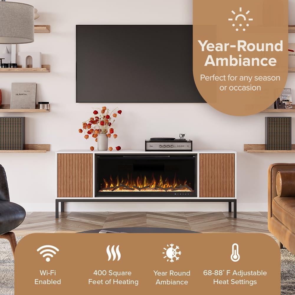 Modern Ember Emory Smart Electric Fireplace Tv Stand | 42” Firebox Heater | With Wi-fi App