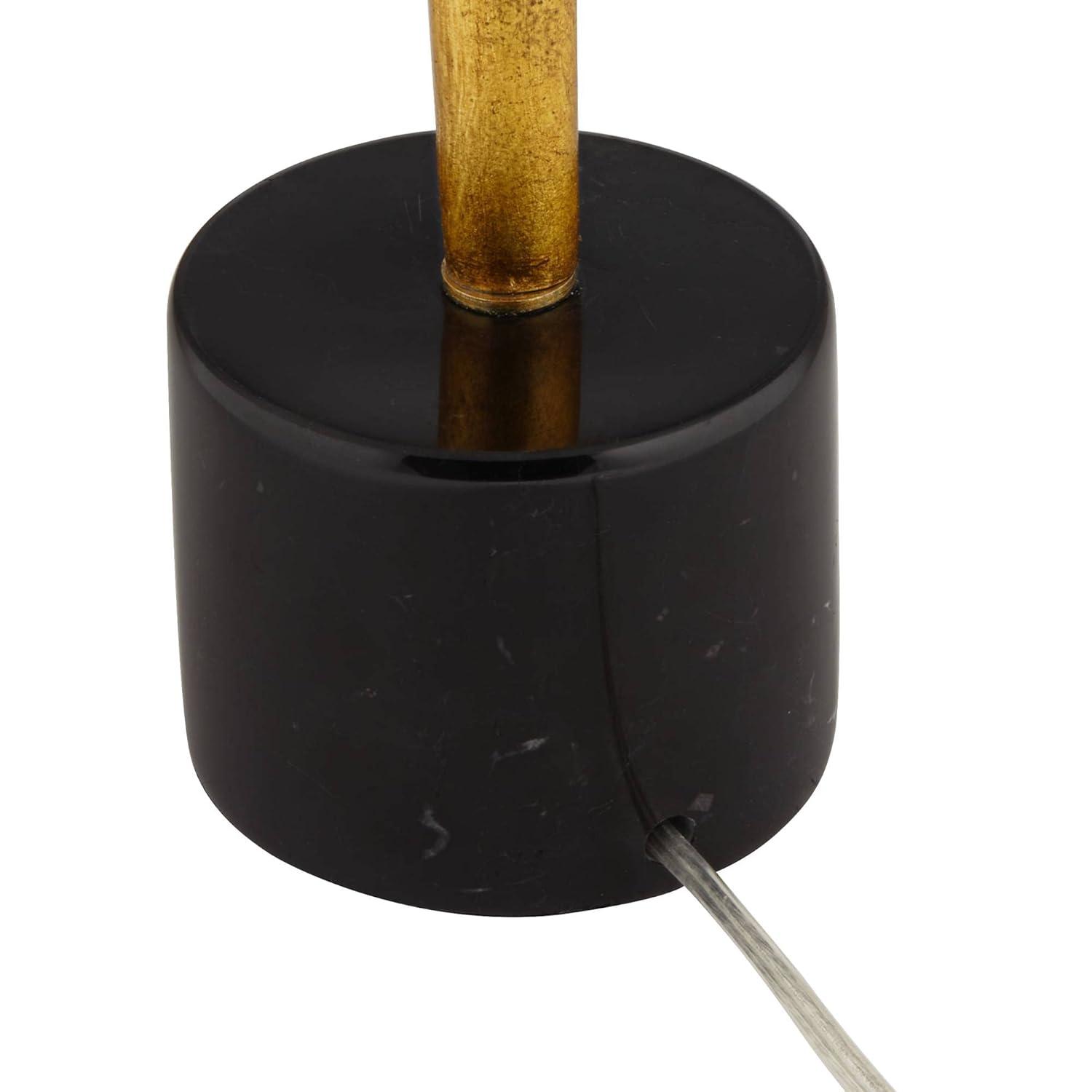 Possini Euro Design Athena Modern Buffet Table Lamp 35 1/2" Tall Sculptural Gold Leaf Black Drum Shade Bedroom Living Room Bedside Nightstand Office