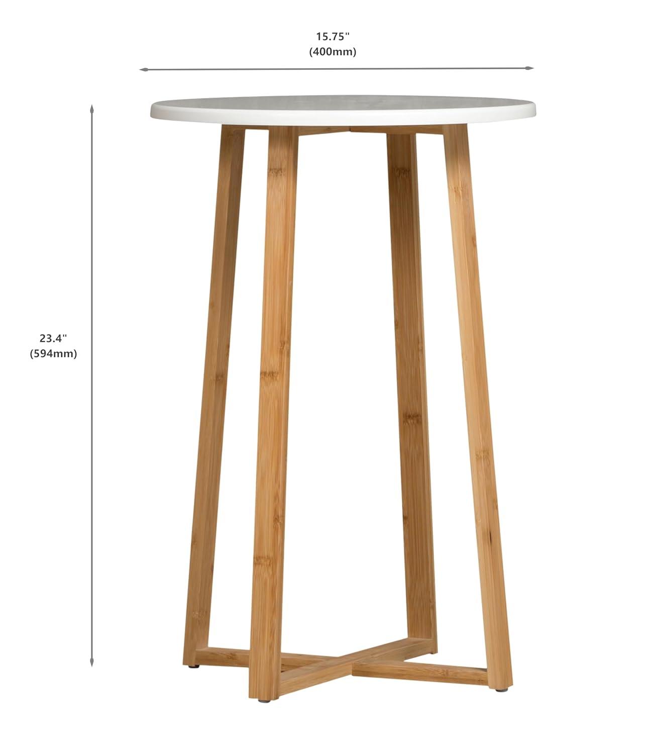 Eccostyle Solid Bamboo Frame Round Plant Table - White