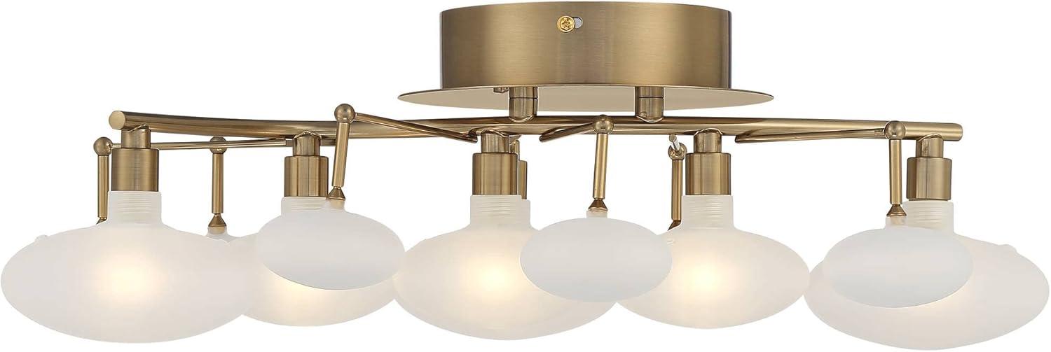 Possini Euro Design Modern Ceiling Light Semi Flush Mount Fixture 19 1/4" Wide Soft Gold 6-Light Opal Glass Shade Bedroom Kitchen