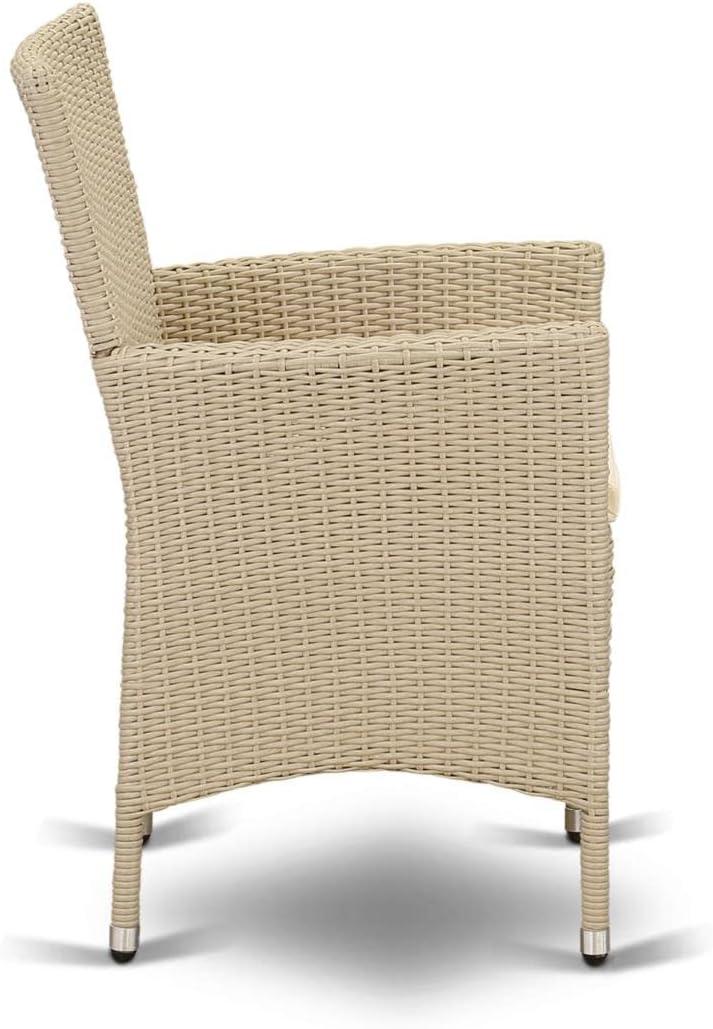 East West Furniture  Valencia Outdoor-furniture Wicker Patio Chair - Cream - Set of 2