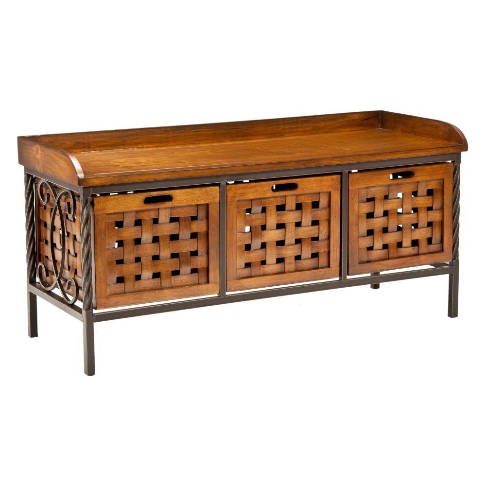 Isaac Storage Bench - Honey Oak - Safavieh