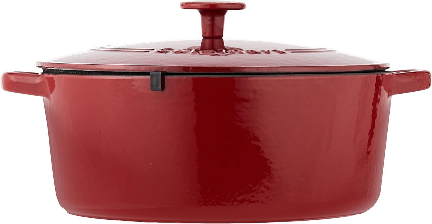 Cardinal Red Enameled Cast Iron 7-Quart Dutch Oven with Lid