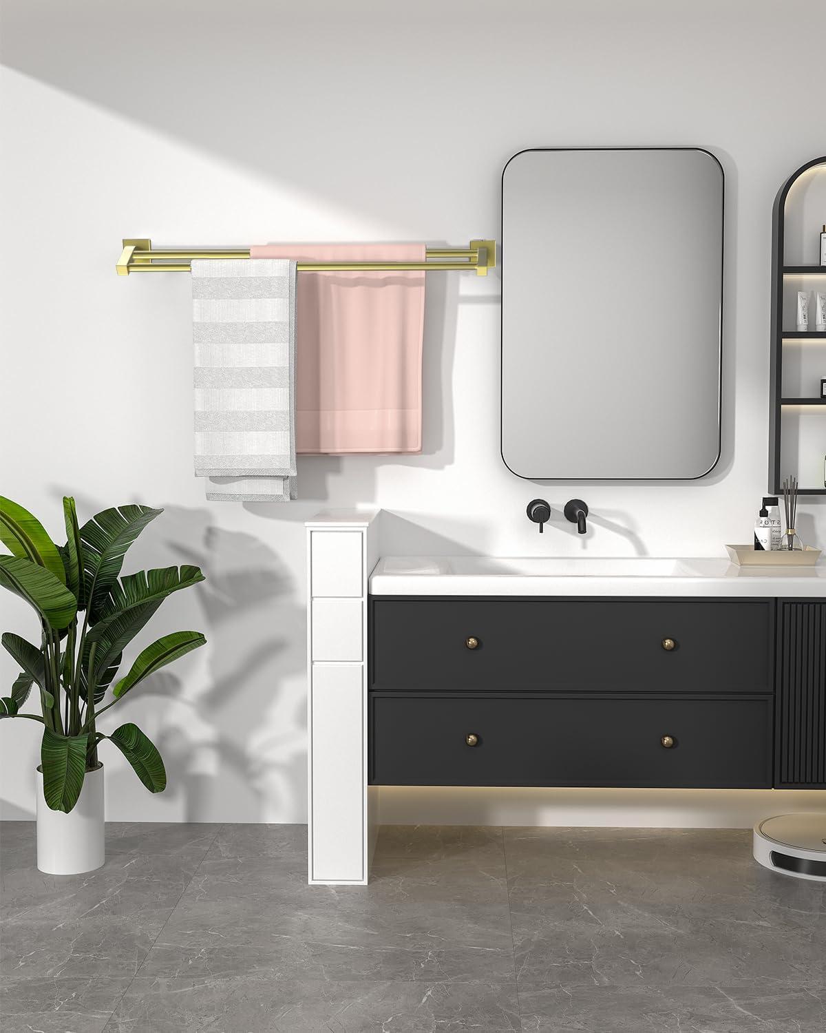 Alise Bath Double Towel Bars Towel Racks for Bathroom,Wall Mount Towel Holder Heavy Duty SUS304 Stainless Steel Towel Hanger Rail,GK9800-G Gold Finish 32-Inch