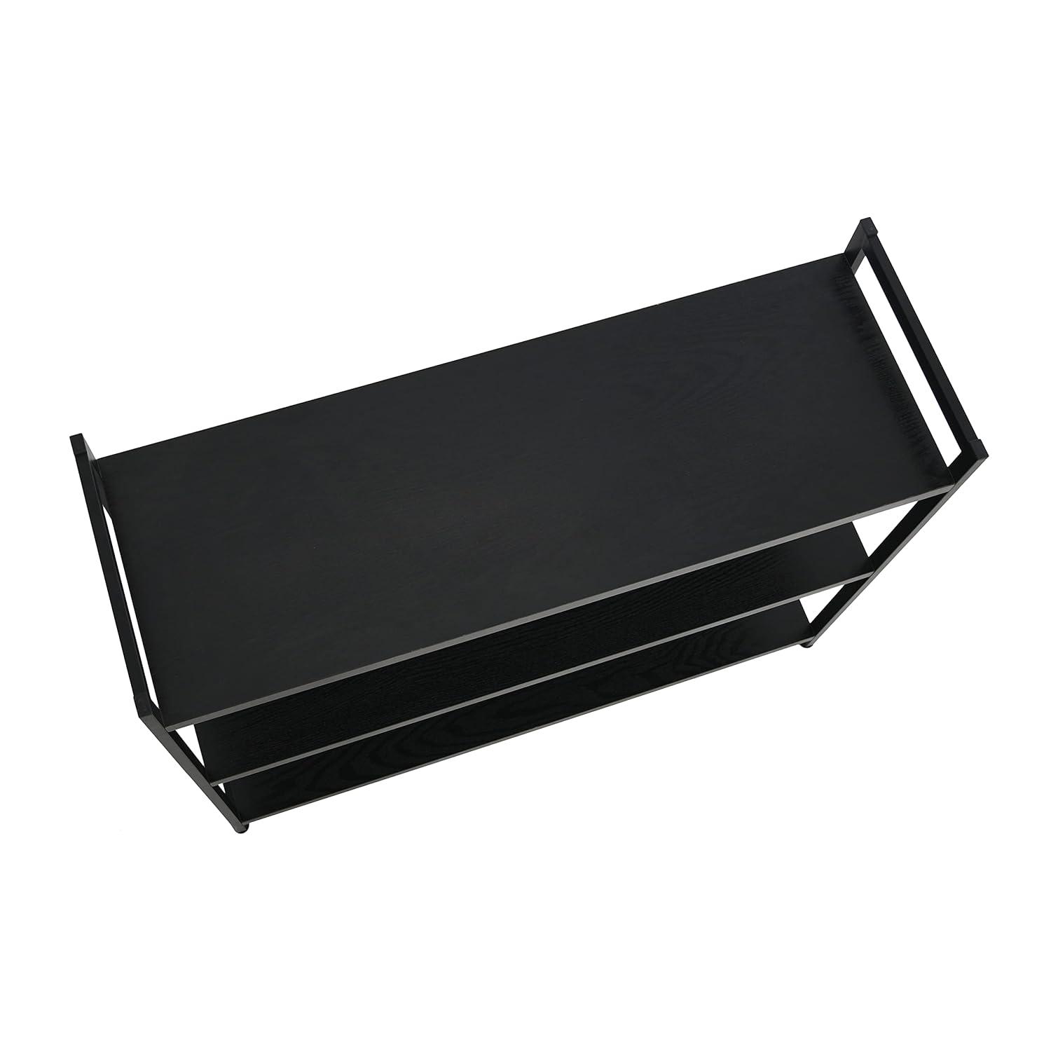 Household Essentials 32.5" Jamestown Wide 3 Shelf Bookshelf Black Oak: Sturdy Iron Frame, Adult Assembly Required