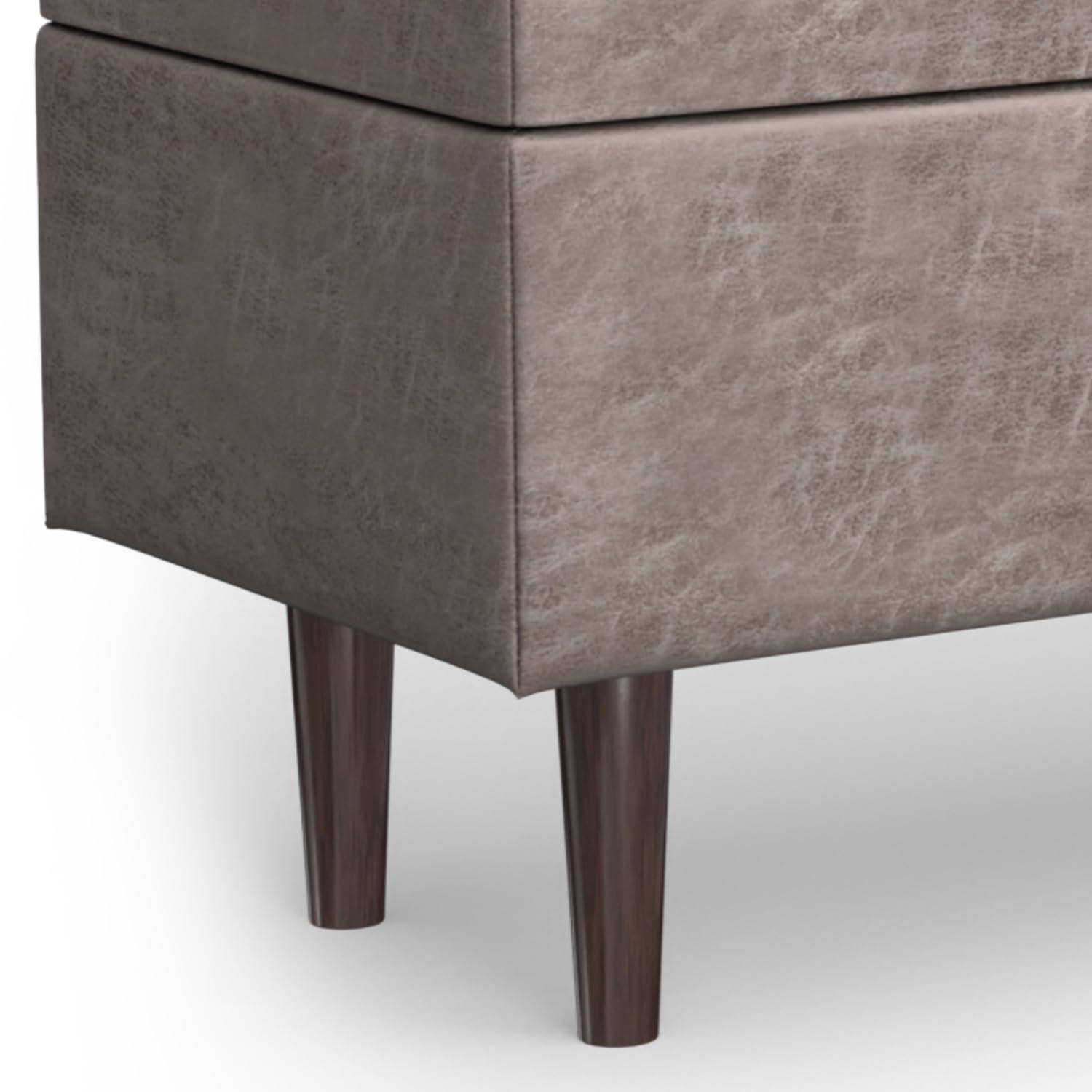 Simpli Home Shay 48"W Upholstered Storage Ottoman with Lift Top and Tufted Detailing