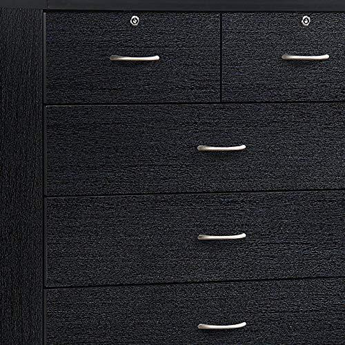 Hodedah 7 Drawer 1 Door Chest, Black