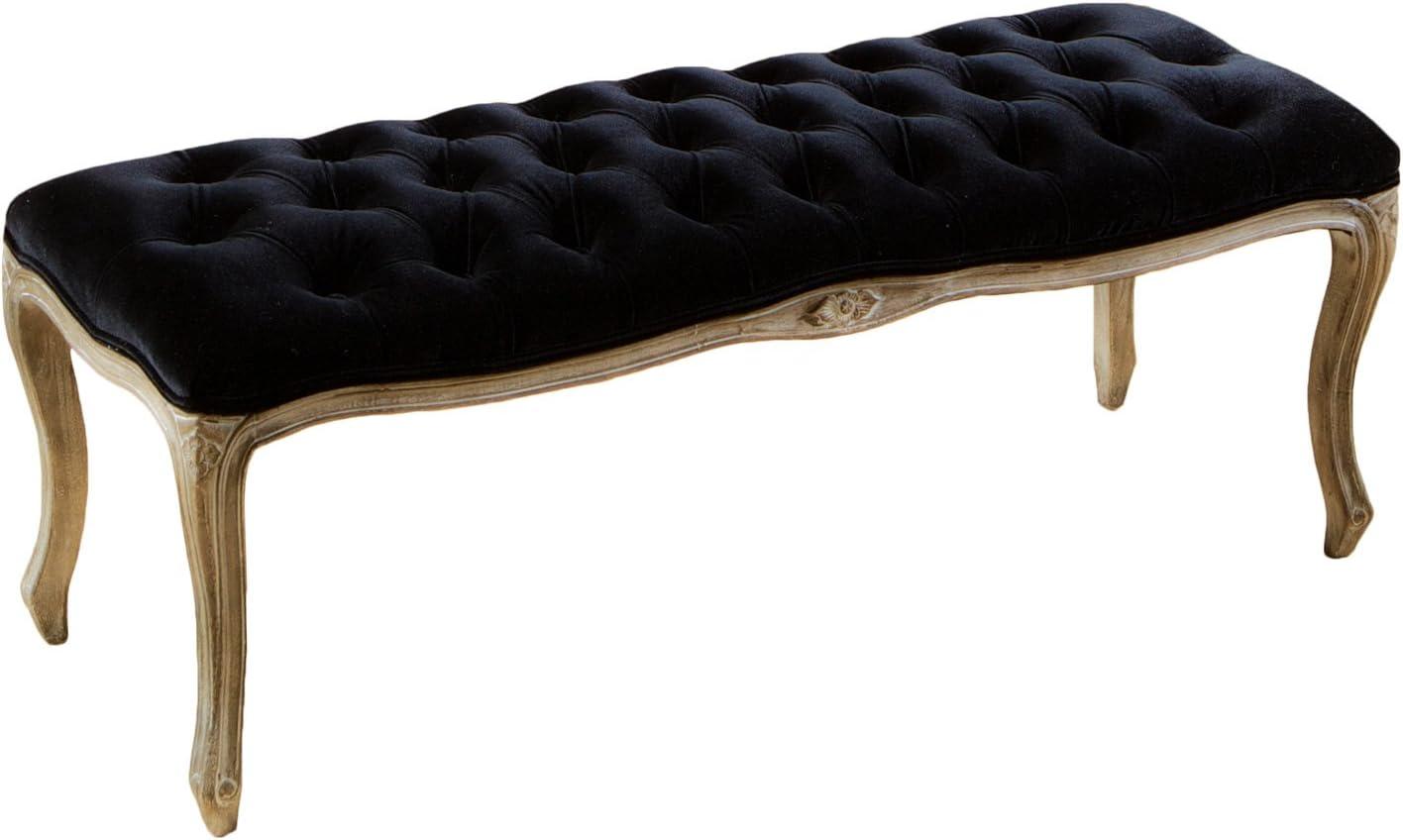 Tufted Black Velvet Bench - Christopher Knight Home: Rubberwood Frame, Cushioned, for Living Room & Bedroom