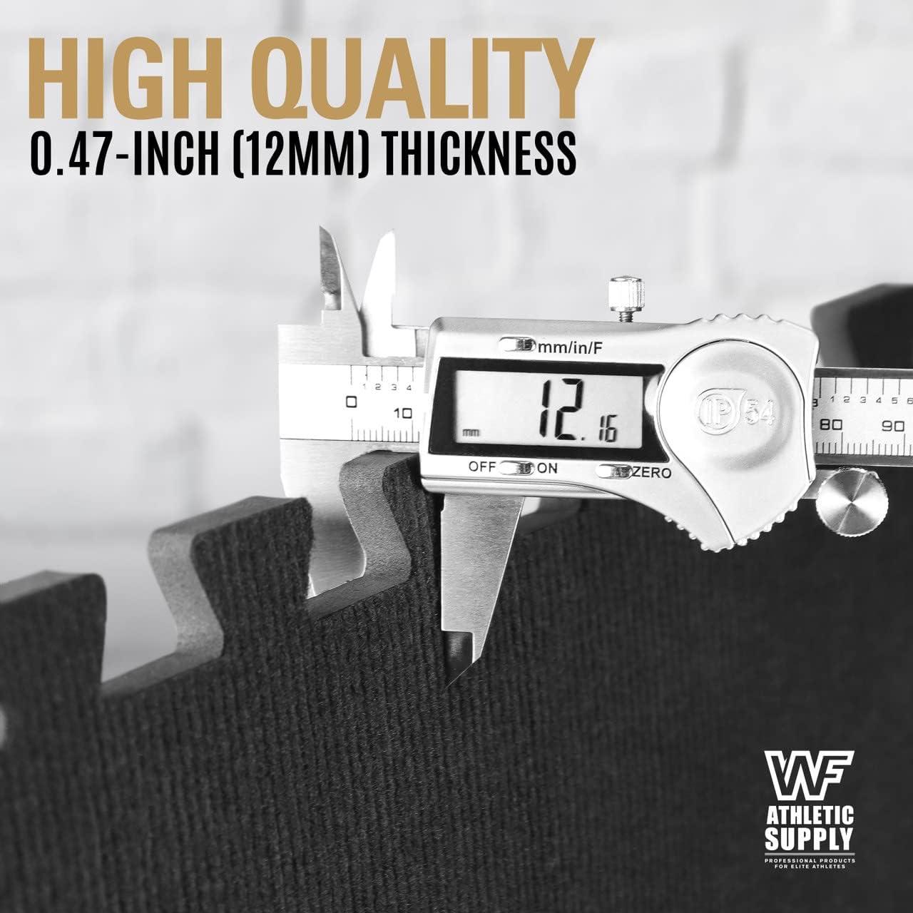 Black Carpet Texture Top 24 in. x 24 in. x 12 mm Interlocking Tiles for Home Gym Kids Room and Living Room (24 sq. ft.)