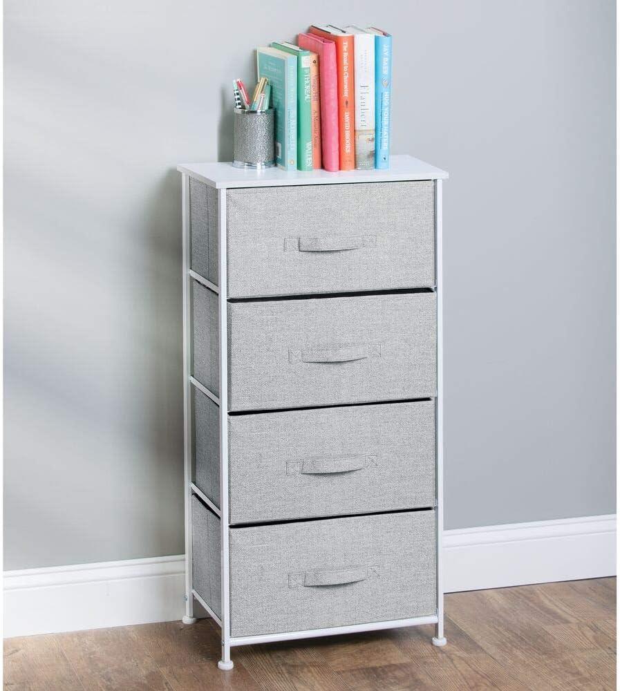 mDesign Tall Dresser Storage Tower Stand with 4 Removable Fabric Drawers - Gray