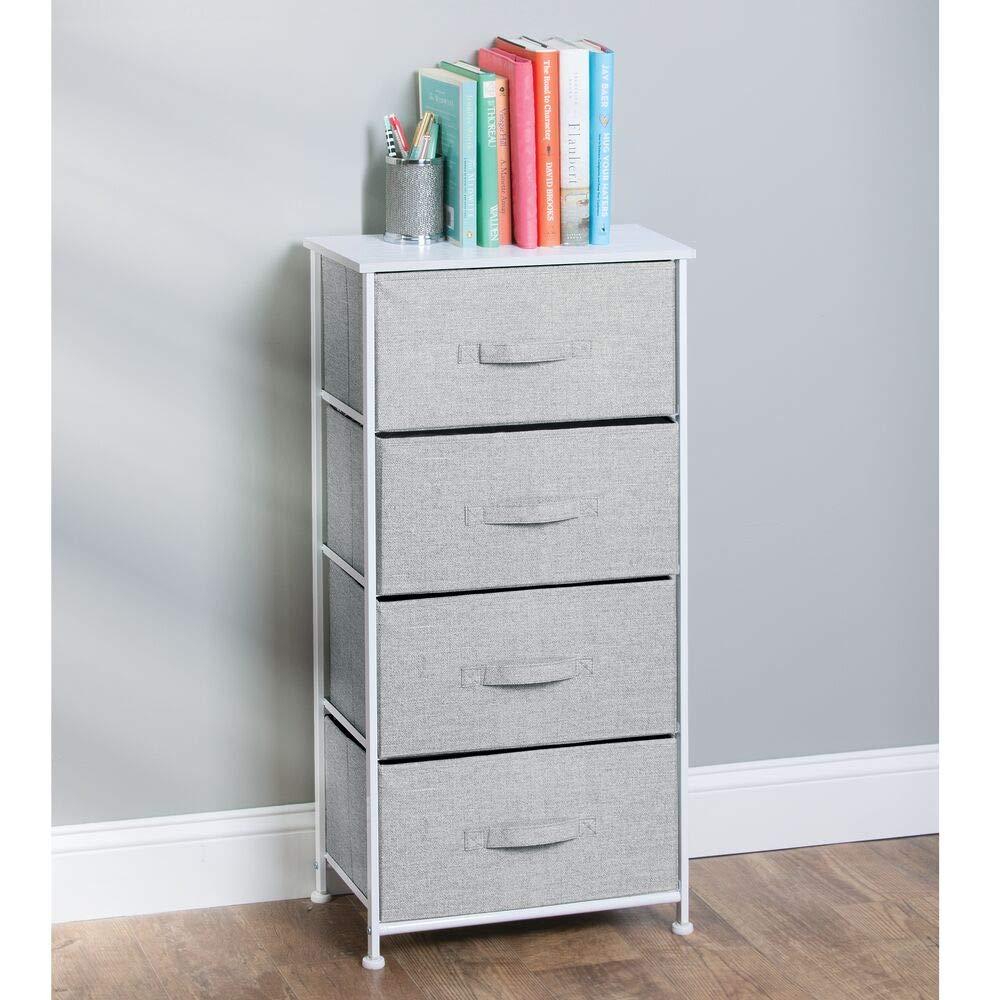 mDesign Tall Dresser Storage Tower Stand with 4 Removable Fabric Drawers - Gray