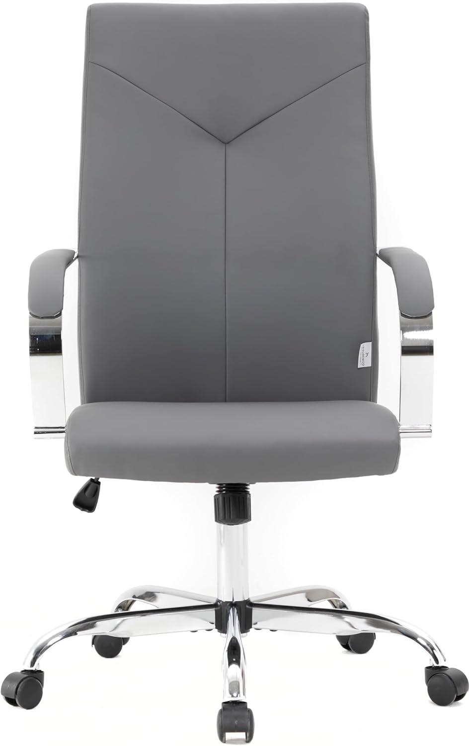 LeisureMod Sonora Modern High-Back Adjustable Swivel Leather Conference Office Chair in Grey