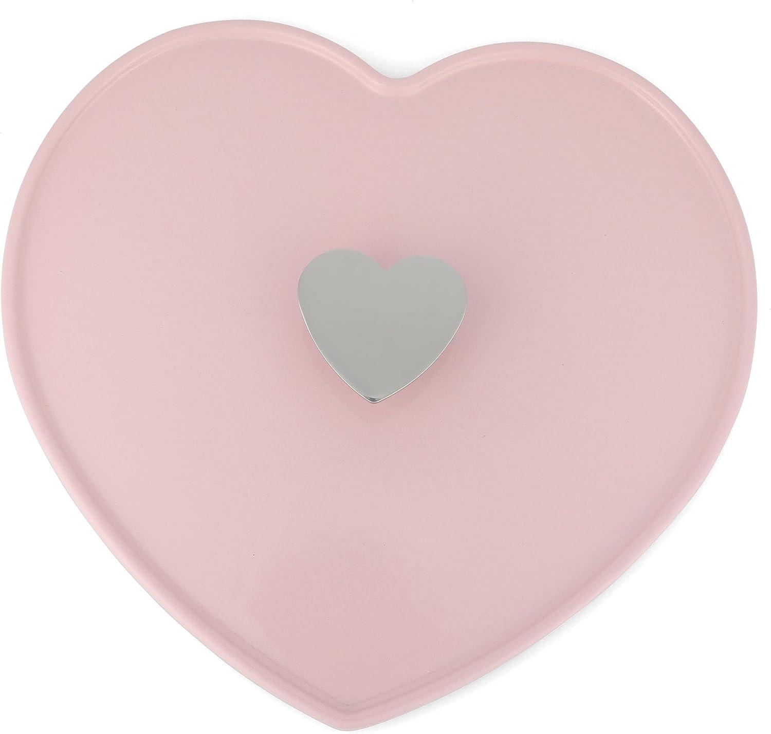 Pink Heart Shaped Enameled Cast Iron Dutch Oven, 4-Quart