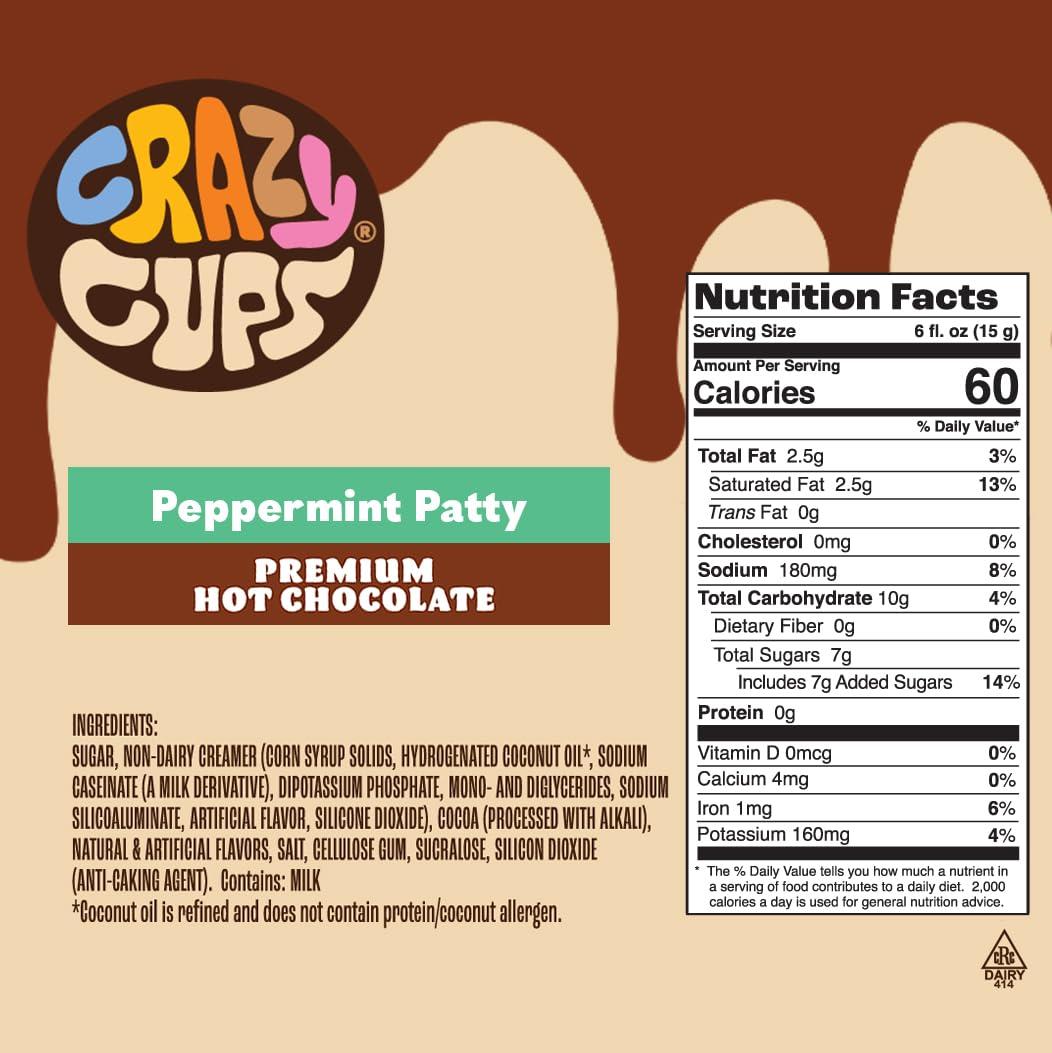 Crazy Cups Peppermint Patty Hot Chocolate Pods, 22 Count for Keurig K Cups Brewers