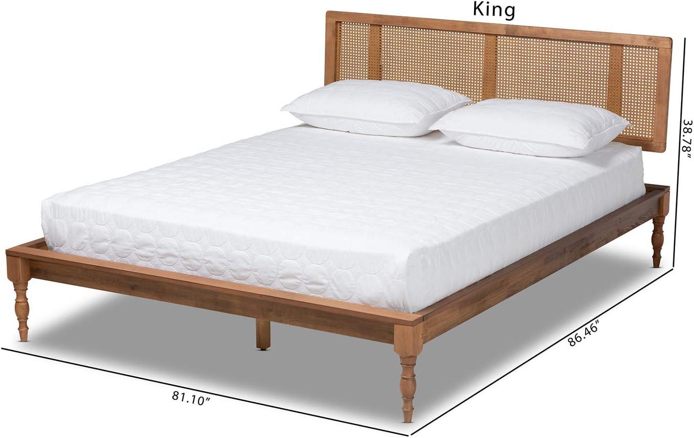 Queen Romy Wood Platform Bed Ash Walnut - Baxton Studio: Vintage Parisian Style, No Box Spring Required