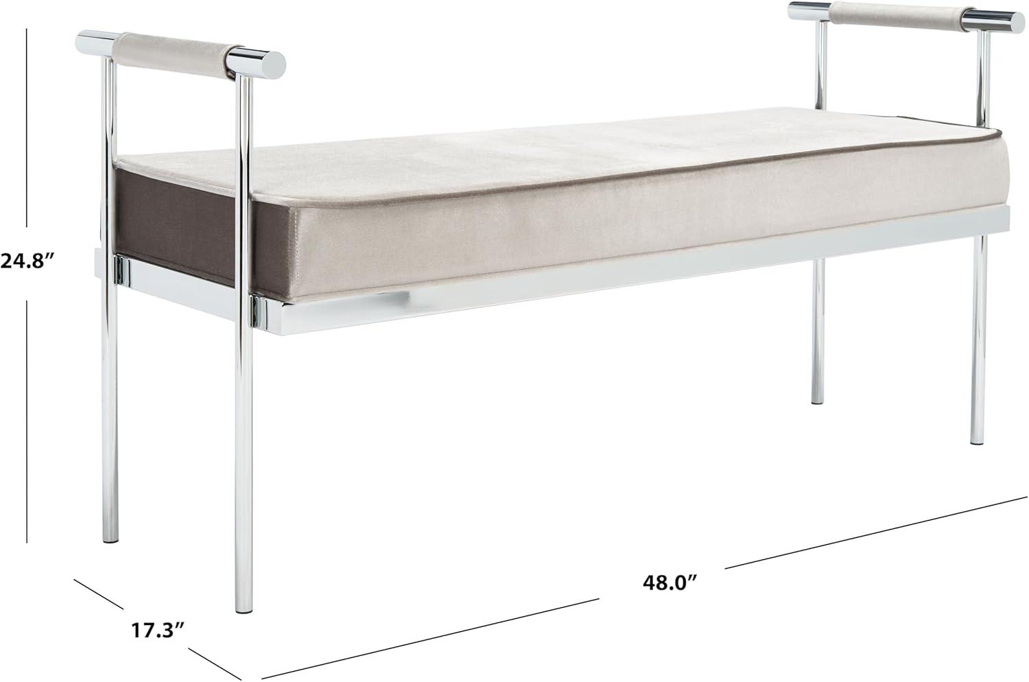 SAFAVIEH Pim Long Rectangle Bench With Arms Hazelwood / Chrome