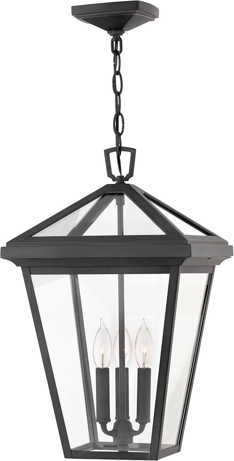 Museum Black 3-Light Outdoor Hanging Lantern with Clear Glass