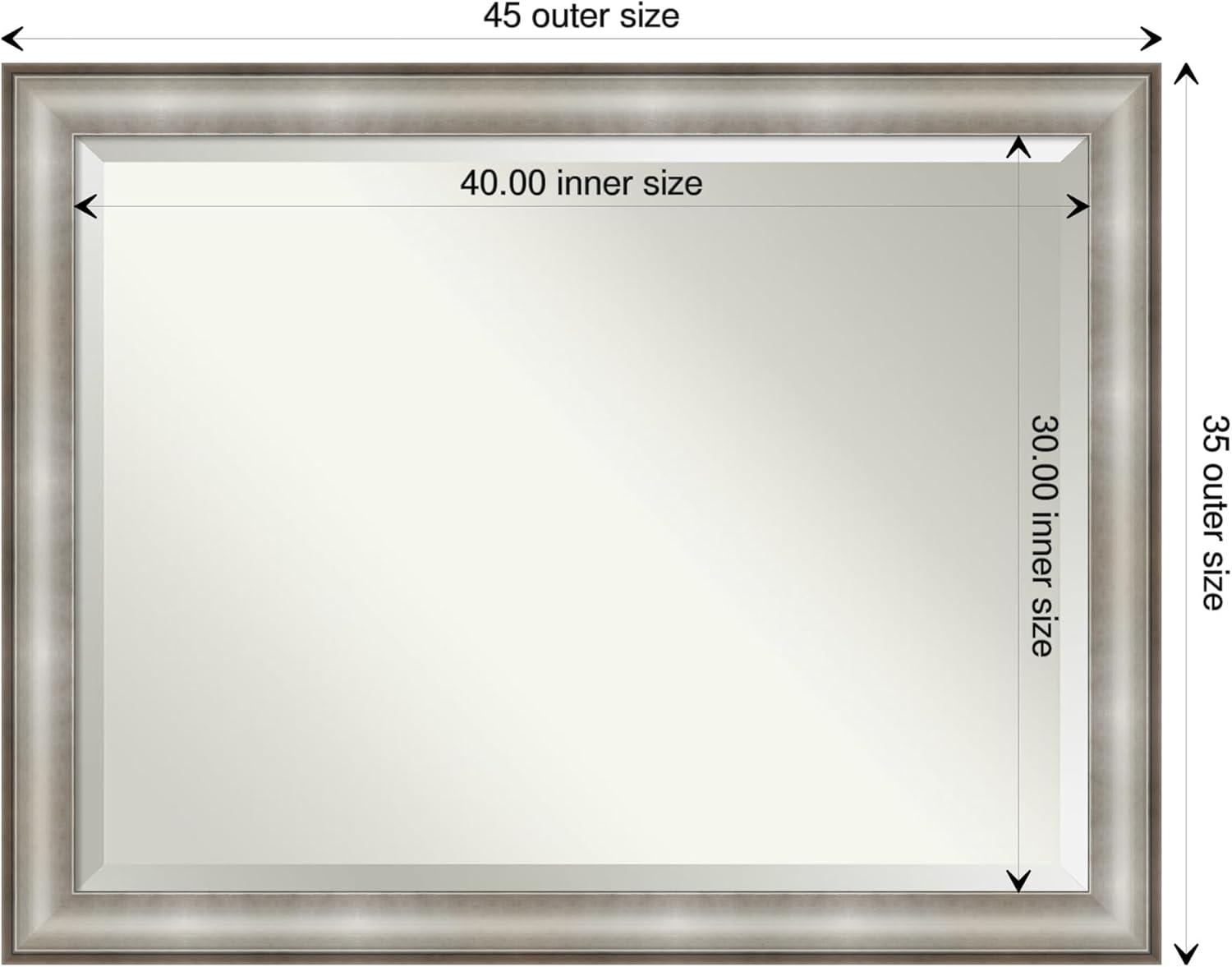 46" x 36" Parlor Framed Wall Mirror Silver - Amanti Art: Modern Beveled, No Assembly Required