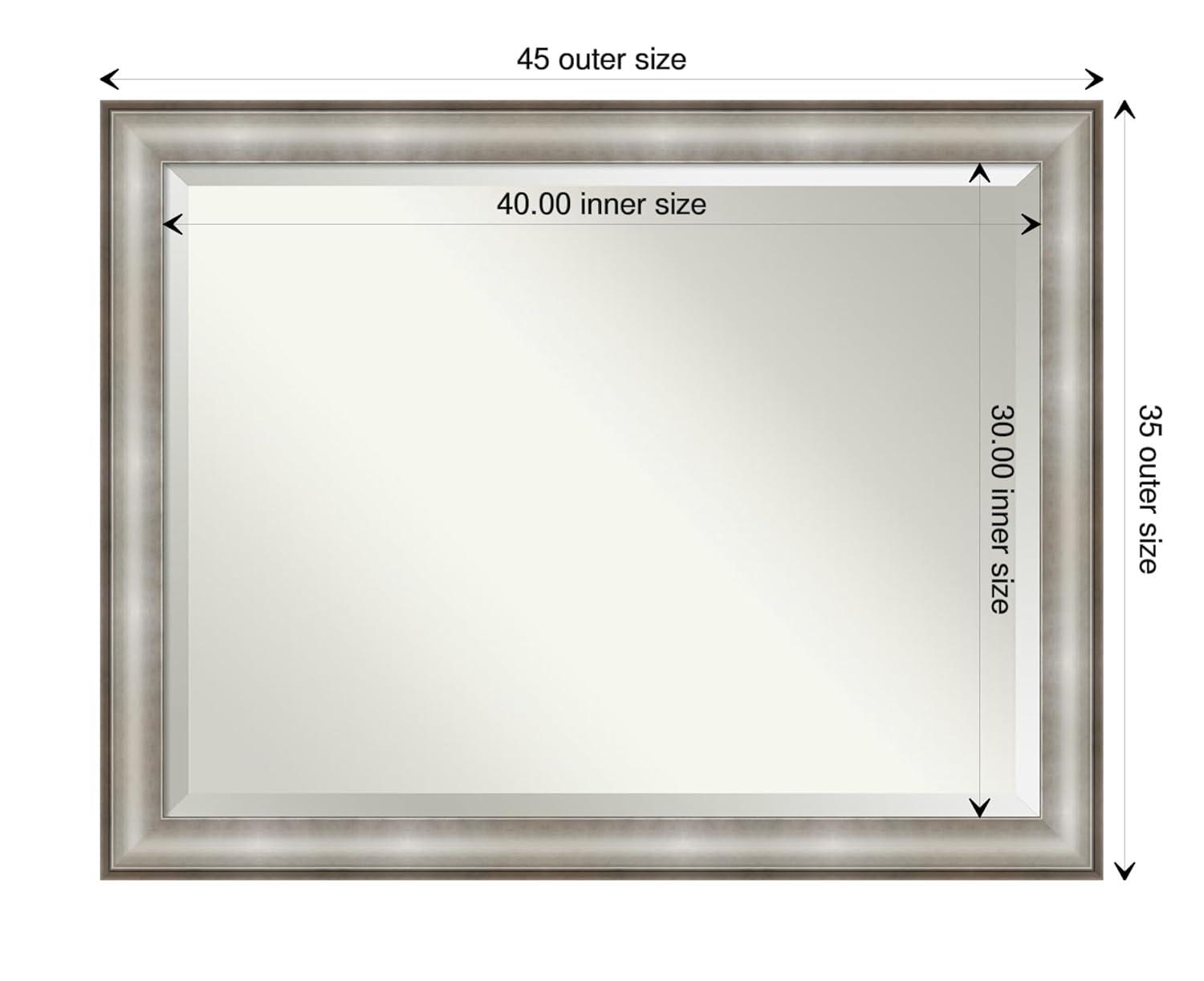 46" x 36" Parlor Framed Wall Mirror Silver - Amanti Art: Modern Beveled, No Assembly Required