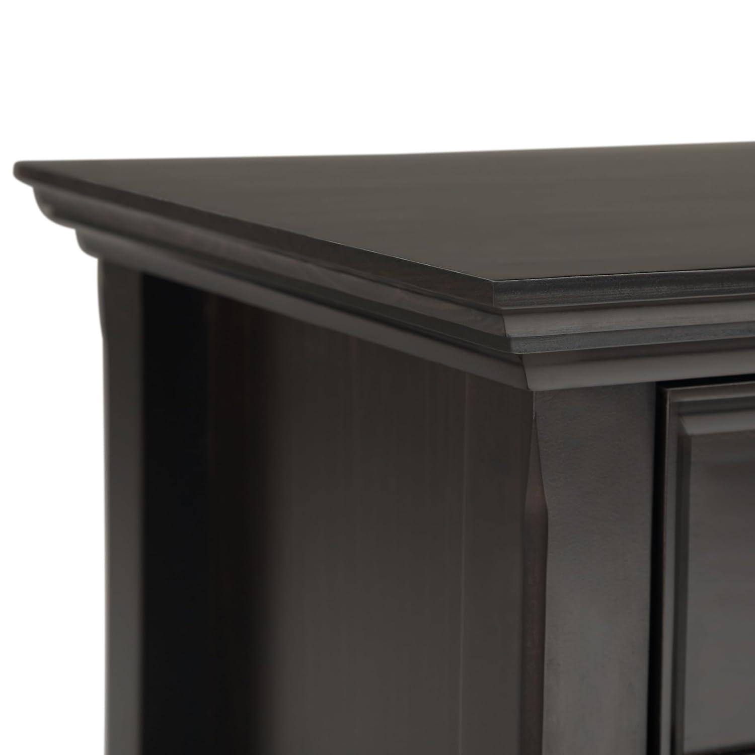 Simpli Home Amherst 24"W 2-Drawer Solid Wood Nightstand with Open Shelf