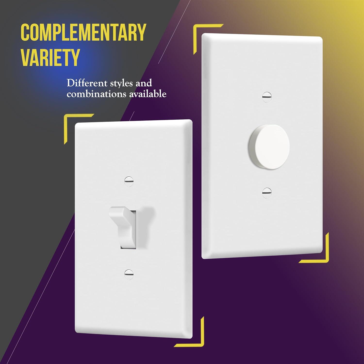 ENERLITES Jumbo Toggle Light Switch Wall Plate, Oversized 1-Gang, Unbreakable Polycarbonate Thermoplastic, 8811O-W, White