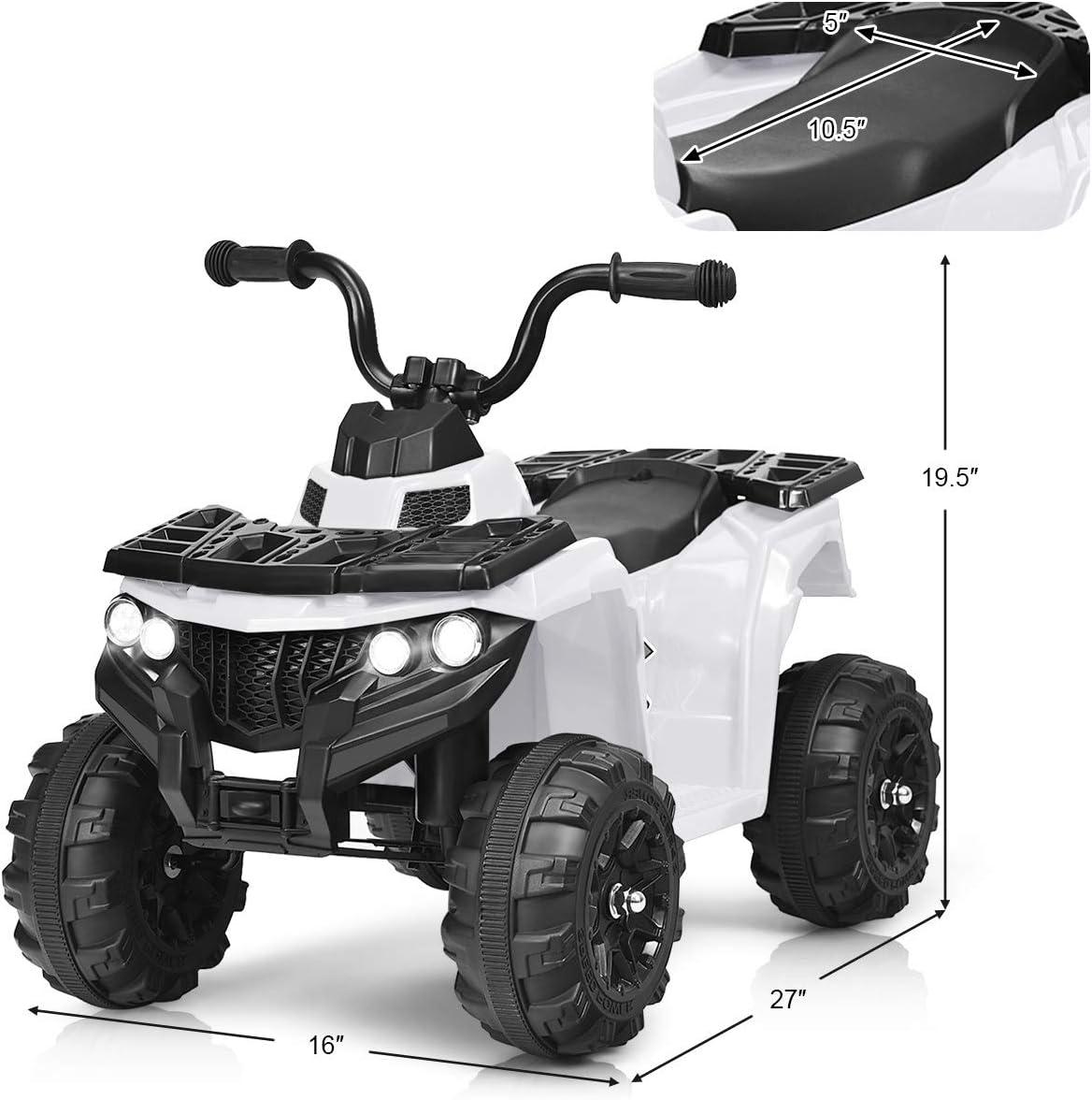 Aimee Lii 6V Kids Electric Ride on ATV, Battery Powered Kids 4 Wheeler, White