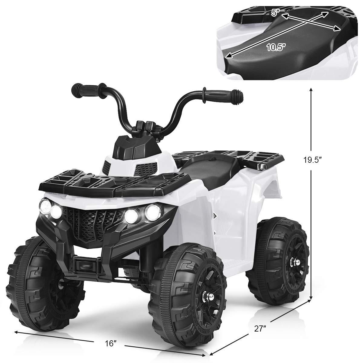 Aimee Lii 6V Kids Electric Ride on ATV, Battery Powered Kids 4 Wheeler, White