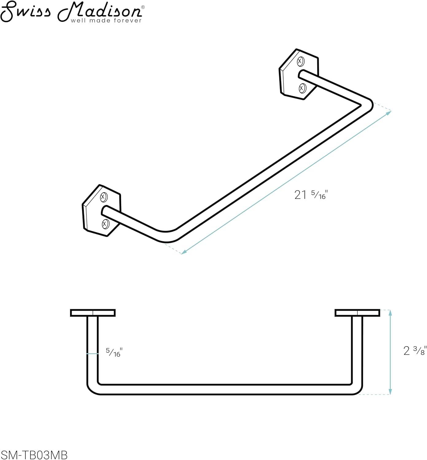 Brusque 21" Towel Bar in Matte Black